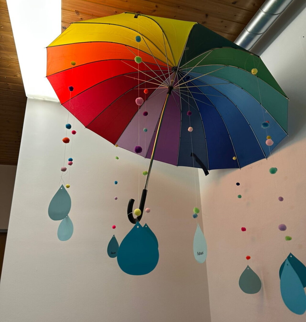 Regenschirm, Regentropfen aus Papier