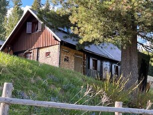 Hütte, Wiese, Zaun, Baum